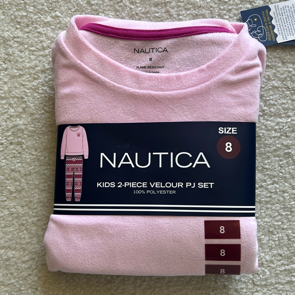 Youth Nautica 2-Piece Velour PJ Set